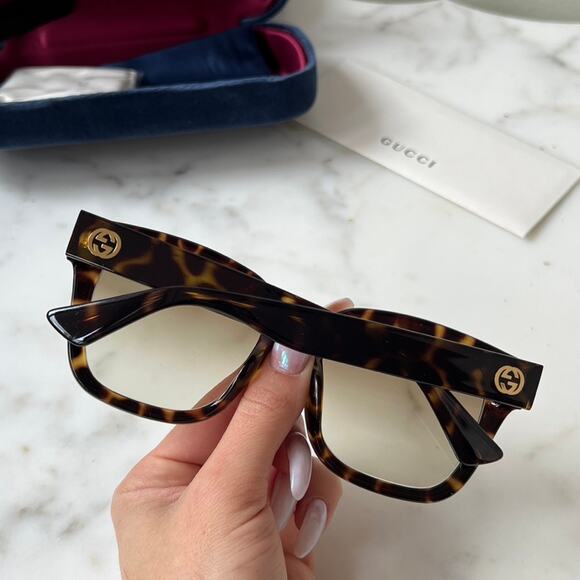 NEW Gucci GG1338S Havana Brown Square Sunglasses - Picture 4 of 9